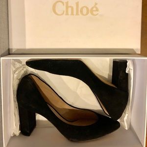 Chloé black suede 37 pump, Noventa 3’ inch heel